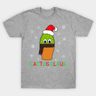 Cactus Claus - Cute Cactus With Christmas Scarf T-Shirt